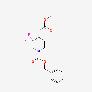 molecular formula C17H21F2NO4 B1383212 苄基 4-(2-乙氧基-2-氧代乙基)-3,3-二氟哌啶-1-羧酸酯 CAS No. 1334417-71-8