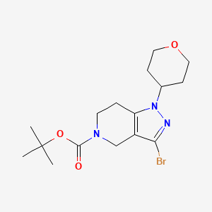 molecular formula C16H24BrN3O3 B1383222 tert-Butyl 3-bromo-1-(tetrahydro-2H-pyran-4-yl)-1,4,6,7-tetrahydro-5H-pyrazolo[4,3-c]pyridine-5-carboxylate CAS No. 1936429-15-0