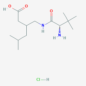 molecular formula C14H29ClN2O3 B1383225 3-{[(2S)-2-amino-3,3-dimethylbutanamido]methyl}-5-methylhexanoic acid hydrochloride CAS No. 1909301-26-3