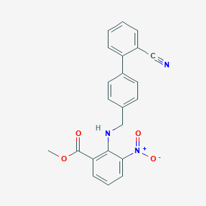 molecular formula C22H17N3O4 B138325 Methyl 2-(((2'-cyano-[1,1'-biphenyl]-4-yl)methyl)amino)-3-nitrobenzoate CAS No. 139481-28-0