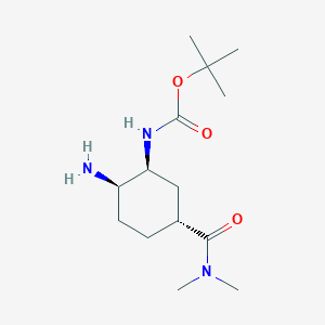 molecular formula C14H27N3O3 B1383255 tert-Butyl ((1S,2R,5R)-2-amino-5-(dimethylcarbamoyl)cyclohexyl)carbamate CAS No. 2089454-69-1