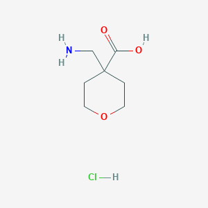 molecular formula C7H14ClNO3 B1383258 4-(aminomethyl)tetrahydro-2H-pyran-4-carboxylic acid hydrochloride CAS No. 1485427-12-0