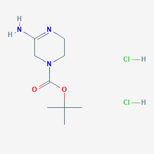 molecular formula C9H19Cl2N3O2 B1383271 Tert-butyl 5-amino-1,2,3,6-tetrahydropyrazine-1-carboxylate dihydrochloride CAS No. 1795355-98-4