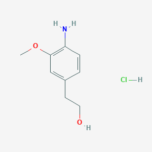 molecular formula C9H14ClNO2 B1383278 2-(4-Amino-3-methoxyphenyl)ethan-1-ol hydrochloride CAS No. 1803603-83-9