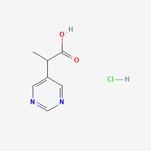 molecular formula C7H9ClN2O2 B1383311 2-(嘧啶-5-基)丙酸盐酸盐 CAS No. 1795502-38-3