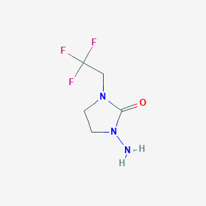 molecular formula C5H8F3N3O B1383323 1-氨基-3-(2,2,2-三氟乙基)咪唑烷-2-酮 CAS No. 1715035-12-3