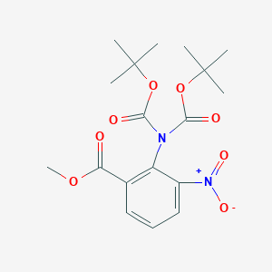 molecular formula C18H24N2O8 B138335 2-[Bis[(tert-butyloxy)carbonyl]amino]-3-nitrobenzoic Acid Methyl Ester CAS No. 342794-46-1