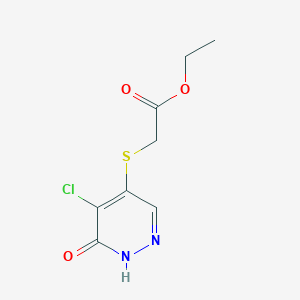 molecular formula C8H9ClN2O3S B1383354 ethyl 2-[(5-chloro-6-oxo-1,6-dihydropyridazin-4-yl)sulfanyl]acetate CAS No. 1696195-93-3