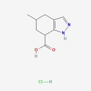 molecular formula C9H13ClN2O2 B1383389 5-methyl-4,5,6,7-tetrahydro-1H-indazole-7-carboxylic acid hydrochloride CAS No. 1795362-25-2