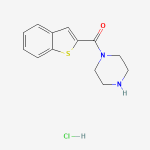 molecular formula C13H15ClN2OS B1383393 1-(1-Benzothiophene-2-carbonyl)piperazine hydrochloride CAS No. 1588379-40-1