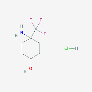 molecular formula C7H13ClF3NO B1383398 4-Amino-4-(trifluoromethyl)cyclohexan-1-ol hydrochloride CAS No. 1803606-71-4