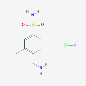 molecular formula C8H13ClN2O2S B1383419 4-(Aminomethyl)-3-methylbenzene-1-sulfonamide hydrochloride CAS No. 1798707-11-5