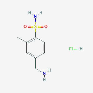 molecular formula C8H13ClN2O2S B1383422 4-(Aminomethyl)-2-methylbenzene-1-sulfonamide hydrochloride CAS No. 1787855-08-6