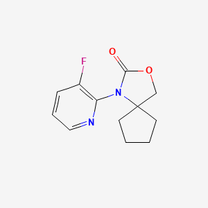 molecular formula C12H13FN2O2 B1383423 1-(3-Fluoropyridin-2-yl)-3-oxa-1-azaspiro[4.4]nonan-2-one CAS No. 1803587-86-1