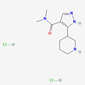 molecular formula C11H20Cl2N4O B1383437 N,N-dimethyl-3-(piperidin-3-yl)-1H-pyrazole-4-carboxamide dihydrochloride CAS No. 1803584-06-6