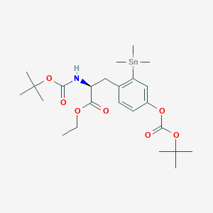 molecular formula C24H39NO7Sn B13834552 ethyl (2S)-2-[(2-methylpropan-2-yl)oxycarbonylamino]-3-[4-[(2-methylpropan-2-yl)oxycarbonyloxy]-2-trimethylstannylphenyl]propanoate 