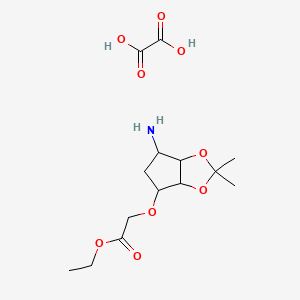 molecular formula C14H23NO9 B13834651 ethyl 2-[(6-amino-2,2-dimethyl-4,5,6,6a-tetrahydro-3aH-cyclopenta[d][1,3]dioxol-4-yl)oxy]acetate;oxalic acid 
