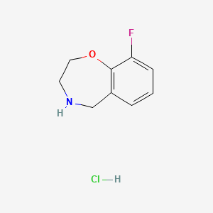 molecular formula C9H11ClFNO B1383471 9-氟-2,3,4,5-四氢-1,4-苯并噁唑啉盐酸盐 CAS No. 1795186-68-3