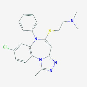 molecular formula C21H22ClN5S B138349 5-((N,N-Dimethylamino)ethylthio)-8-chloro-6-phenyl-6H-(1,2,4)triazolo(4,3-a)(1,5)benzodiazepine CAS No. 153901-48-5
