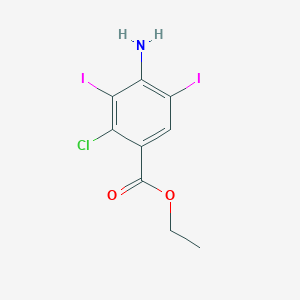 molecular formula C9H8ClI2NO2 B1383541 Benzoic acid, 4-amino-2-chloro-3,5-diiodo-, ethyl ester CAS No. 1394129-98-6