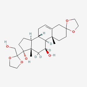 molecular formula C25H38O7 B13836058 11,17,21-Trihydroxy-pregn-5-ene-3,20-dione-d4 3,20-Diethylene Ketal 