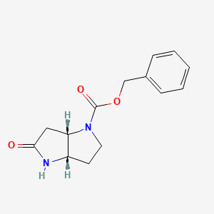 molecular formula C14H16N2O3 B1383630 cis-Benzyl 5-oxohexahydropyrrolo[3,2-b]pyrrole-1(2H)-carboxylate CAS No. 1445950-86-6