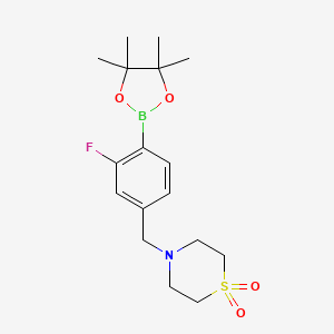 4-(3-Fluoro-4-(4,4,5,5-tetramethyl-1,3,2-dioxaborolan-2-yl)benzyl)thiomorpholine 1,1-dioxide