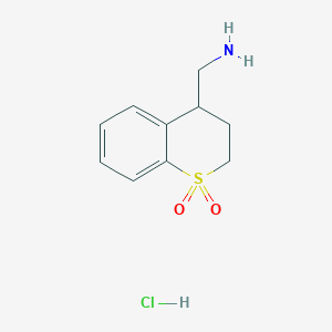 molecular formula C10H14ClNO2S B1383709 4-(aminomethyl)-3,4-dihydro-2H-1lambda6-benzothiopyran-1,1-dione hydrochloride CAS No. 2060037-87-6