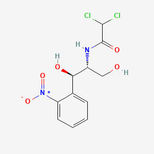 molecular formula C11H12Cl2N2O5 B13837223 Acetamide, 2,2-dichloro-N-[ss-hydroxy-a-(hydroxymethyl)-o-nitrophenethyl]-, D-threo; D-threo-(1R,2R)-1-o-Nitrophenyl-2-dichloroacetamido-1,3-propanediol 