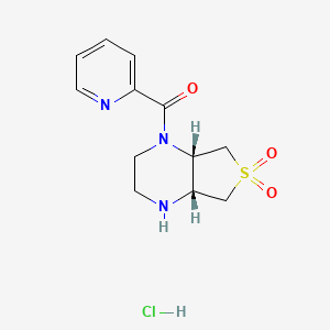 molecular formula C12H16ClN3O3S B1383791 (4aR,7aS)-1-(pyridin-2-ylcarbonyl)octahydrothieno[3,4-b]pyrazine 6,6-dioxide hydrochloride CAS No. 2173052-50-9