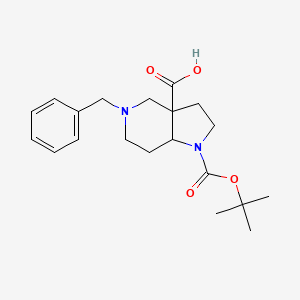molecular formula C20H28N2O4 B1383803 5-benzyl-1-[(2-methylpropan-2-yl)oxycarbonyl]-2,3,4,6,7,7a-hexahydropyrrolo[3,2-c]pyridine-3a-carboxylic acid CAS No. 1334414-49-1