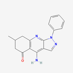 molecular formula C17H16N4O B1383850 4-Amino-7-methyl-1-phenyl-1,6,7,8-tetrahydro-5h-pyrazolo[3,4-b]quinolin-5-one CAS No. 2173090-83-8