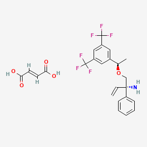 molecular formula C24H23F6NO5 B1383856 (S)-1-((R)-1-(3,5-Bis(trifluoromethyl)phenyl)ethoxy)-2-phenylbut-3-en-2-amine fumarate CAS No. 1214741-14-6