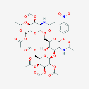 molecular formula C42H55N3O25 B13838630 Gal2Ac3Ac4Ac6Ac(b1-3)[GlcNAc3Ac4Ac6Ac(b1-6)]GalNAc(a)-O-Ph(4-NO2) 