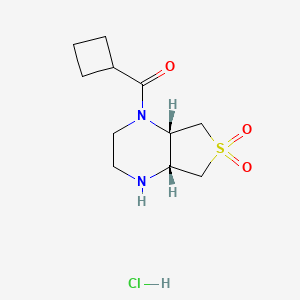 molecular formula C11H19ClN2O3S B1383884 (4aR,7aS)-1-(cyclobutylcarbonyl)octahydrothieno[3,4-b]pyrazine 6,6-dioxide hydrochloride CAS No. 2173052-75-8