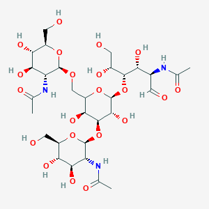 molecular formula C30H51N3O21 B138389 N-[(2R,3R,4R,5S,6R)-2-[[(3S,4S,5R,6S)-4-[(2S,3R,4R,5S,6R)-3-acetamido-4,5-dihydroxy-6-(hydroxymethyl)oxan-2-yl]oxy-6-[(2R,3S,4R,5R)-5-acetamido-1,2,4-trihydroxy-6-oxohexan-3-yl]oxy-3,5-dihydroxyoxan-2-yl]methoxy]-4,5-dihydroxy-6-(hydroxymethyl)oxan-3-yl]acetamide CAS No. 127212-19-5