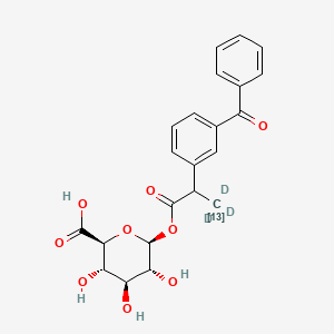 molecular formula C22H22O9 B13839386 rac Ketoprofen-13C,d3 Acyl-b-D-glucuronide(Mixture of diastereomers) 