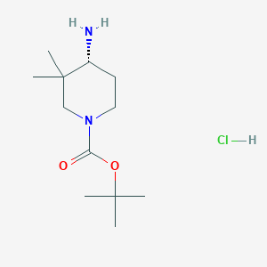 molecular formula C12H25ClN2O2 B1383950 (R)-4-Amino-3,3-dimethyl-piperidine-1-carboxylic acid tert-butyl ester hydrochloride CAS No. 1965314-71-9