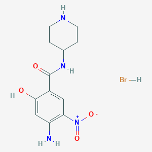molecular formula C12H17BrN4O4 B1383953 4-Amino-2-hydroxy-5-nitro-N-4-piperidinyl-benzamide Hybromide CAS No. 1797008-81-1