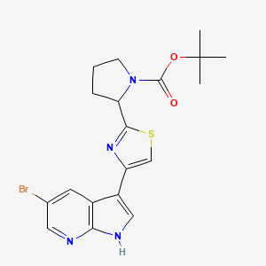 molecular formula C19H21BrN4O2S B13839550 tert-butyl 2-[4-(5-bromo-1H-pyrrolo[2,3-b]pyridin-3-yl)-1,3-thiazol-2-yl]pyrrolidine-1-carboxylate 