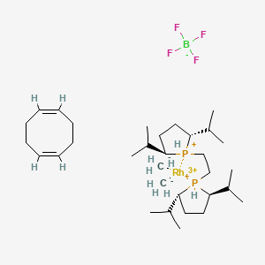 molecular formula C32H64BF4P2Rh+2 B13839686 carbanide;(1Z,5Z)-cycloocta-1,5-diene;(2R,5R)-1-[2-[(2R,5R)-2,5-di(propan-2-yl)phospholan-1-ium-1-yl]ethyl]-2,5-di(propan-2-yl)phospholan-1-ium;rhodium(3+);tetrafluoroborate 