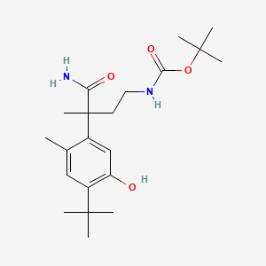 molecular formula C21H34N2O4 B13839744 tert-butyl N-[4-amino-3-(4-tert-butyl-5-hydroxy-2-methylphenyl)-3-methyl-4-oxobutyl]carbamate 