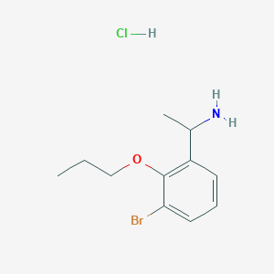 molecular formula C11H17BrClNO B1383977 1-(3-Bromo-2-propoxy-phenyl)-ethylamine, hydrochloride CAS No. 2208274-50-2