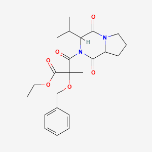 molecular formula C23H30N2O6 B13839876 ethyl 3-(1,4-dioxo-3-propan-2-yl-6,7,8,8a-tetrahydro-3H-pyrrolo[1,2-a]pyrazin-2-yl)-2-methyl-3-oxo-2-phenylmethoxypropanoate 