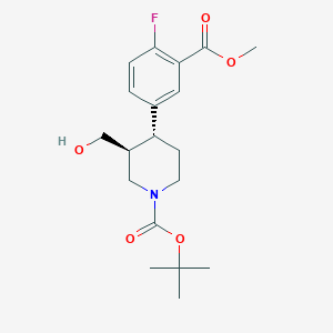 molecular formula C19H26FNO5 B1384002 tert-Butyl (3S,4R)-4-(4-fluoro-3-(methoxycarbonyl)phenyl)-3-(hydroxymethyl)piperidine-1-carboxylate CAS No. 2055991-12-1