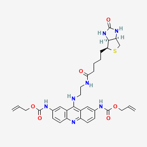 molecular formula C33H39N7O6S B13840073 prop-2-enyl N-[9-[2-[5-[(3aS,4S,6aR)-2-oxo-1,3,3a,4,6,6a-hexahydrothieno[3,4-d]imidazol-4-yl]pentanoylamino]ethylamino]-7-(prop-2-enoxycarbonylamino)acridin-2-yl]carbamate 