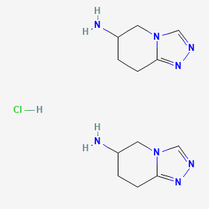 molecular formula C12H21ClN8 B1384020 5,6,7,8-Tetrahydro-[1,2,4]triazolo[4,3-a]pyridin-6-amine hemihydrochloride CAS No. 2140305-34-4
