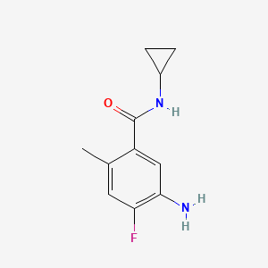 molecular formula C11H13FN2O B1384022 5-Amino-N-cyclopropyl-4-fluoro-2-methylbenzamide CAS No. 1855130-50-5