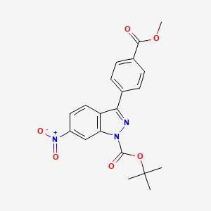 molecular formula C20H19N3O6 B13840291 tert-butyl 3-[4-(methoxycarbonyl)phenyl]-6-nitro-1H-indazole-1-carboxylate 