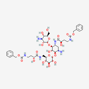 molecular formula C42H62N6O19 B13840305 Bis-5,6'-[N-(HABA-CBz)] Kanamycin A 